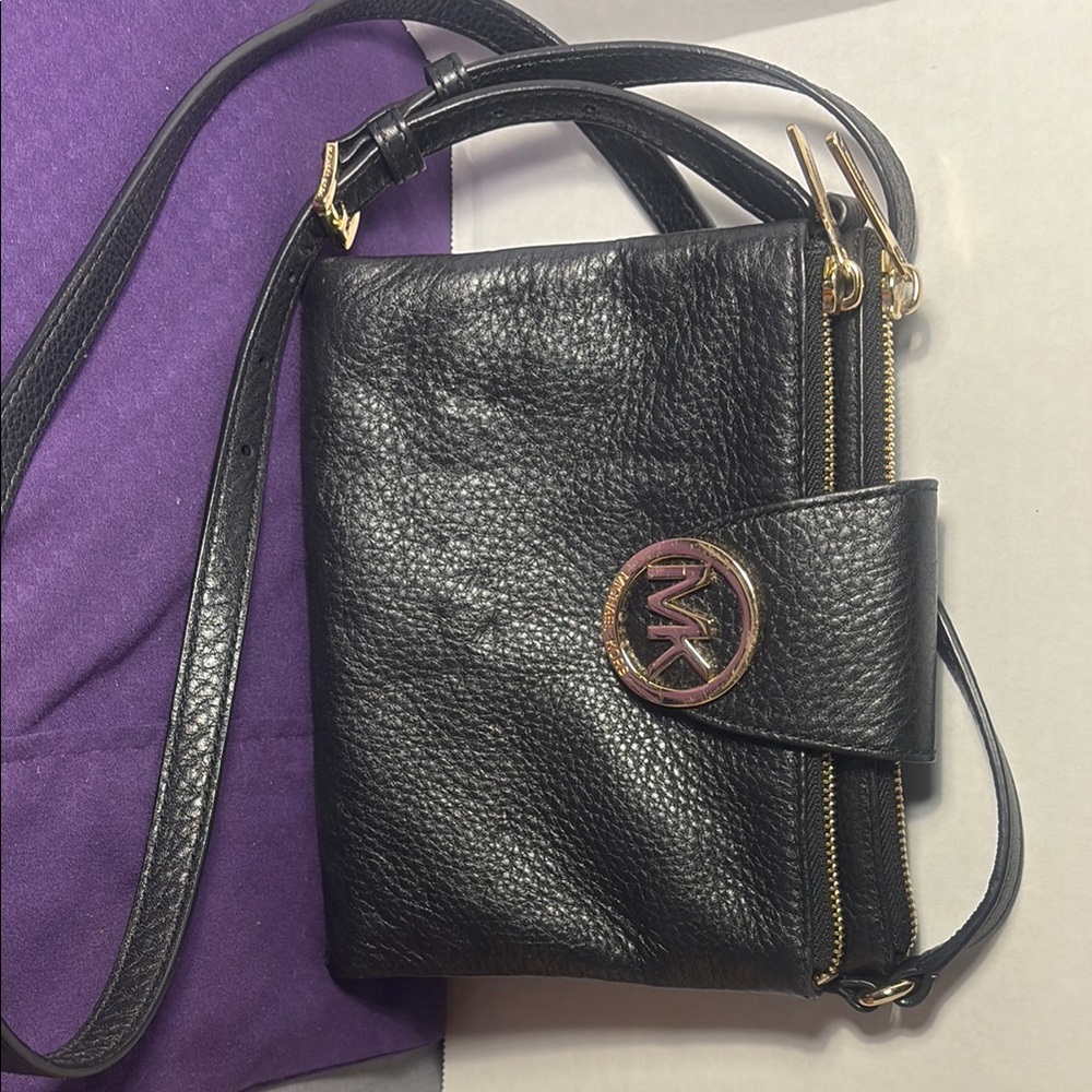Michael Kors Black Pebbled Leather Crossbody Bag